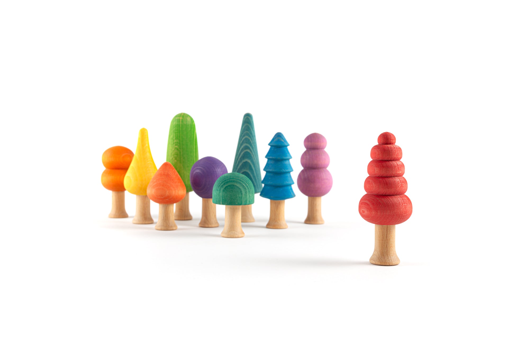 Set de copaci din lemn Rainbow Forest, 10 piese – Wooden Caterpillar